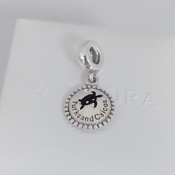 PANDORA RARE Turks & Caicos Exclusive Travel Dangle Charm S925 Silver with box - Picture 1 of 7